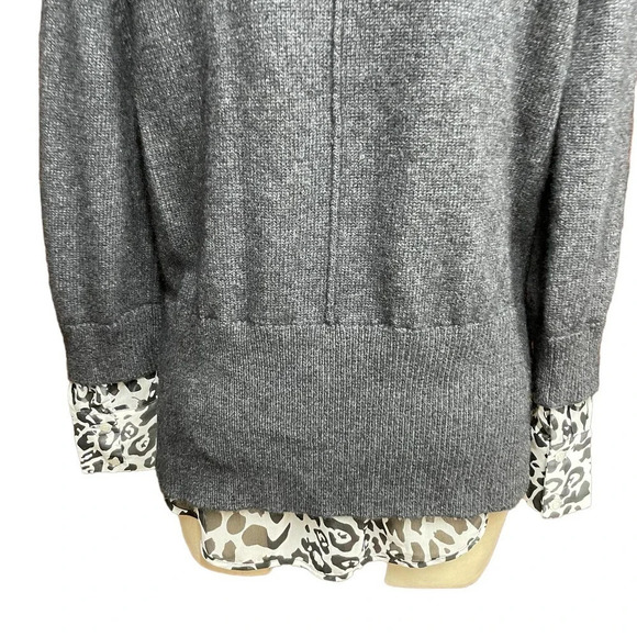 Brochu Walker Layered Wool Cashmere Sweater Dark Charccoal Leopard Print Size XS - Picture 5 of 8